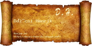 Décsi Henrik névjegykártya