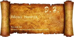 Décsi Henrik névjegykártya